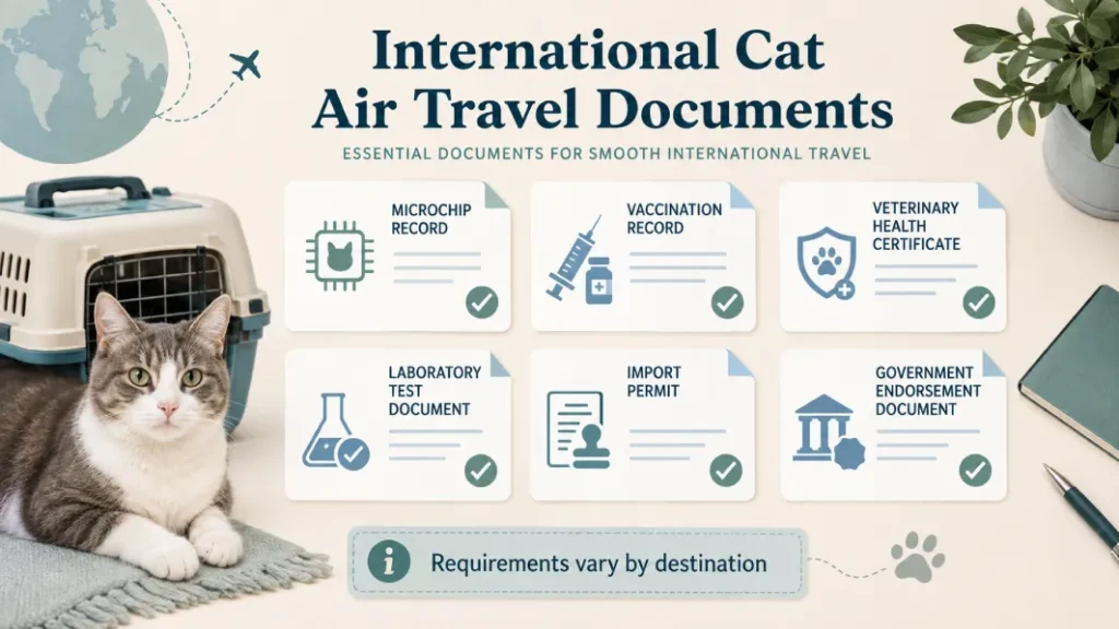 Possible documents needed when flying internationally with a cat